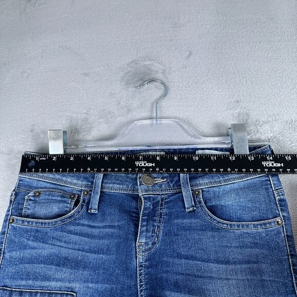 Guess Super Skinny Jeans Low Rise Womens Size 28 Marine Fit Patch Denim Blue - Picture 7 of 12